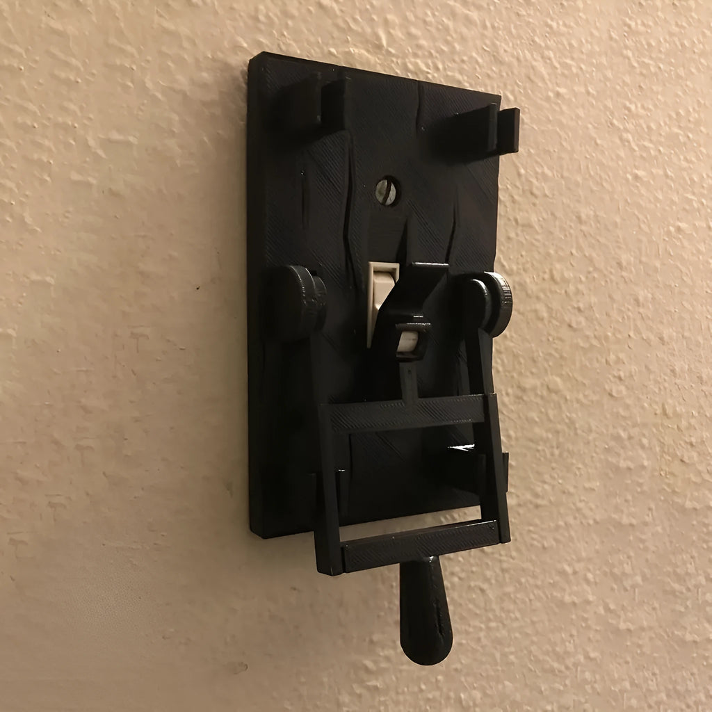 Retro-style decorative wall light switch plate with mechanical switch in PLA material.