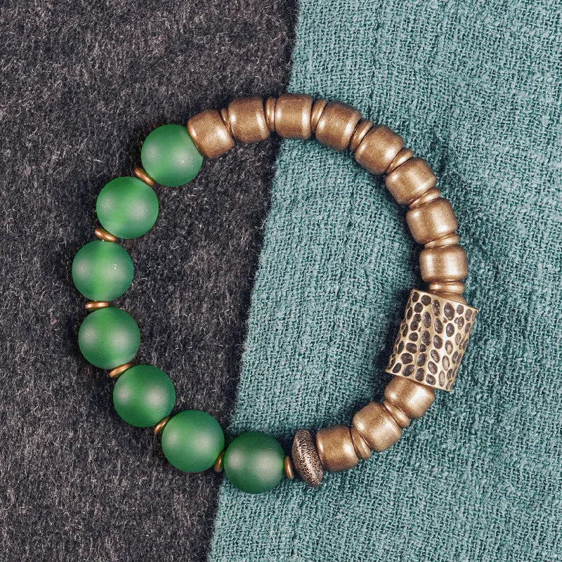 Retro ethnic style couples bracelet with natural agate stone beads in traditional processing