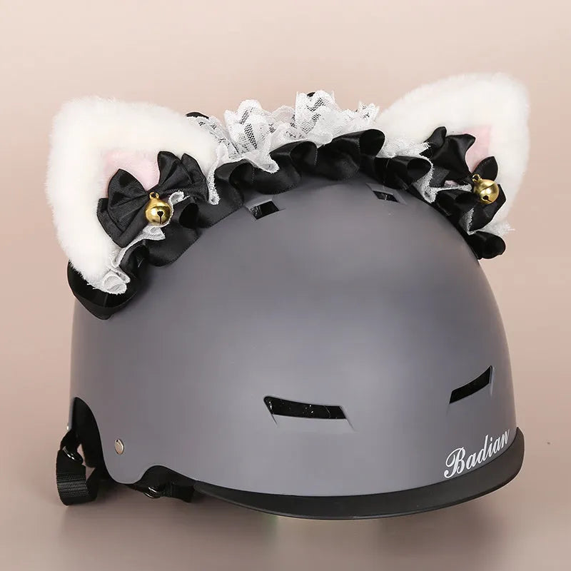 A soft plush cartoon character helmet cover for ears, shown in M size.