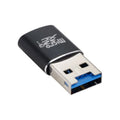 Black USB 3.0 card reader for Micro SD and SD memory cards on a grey background.