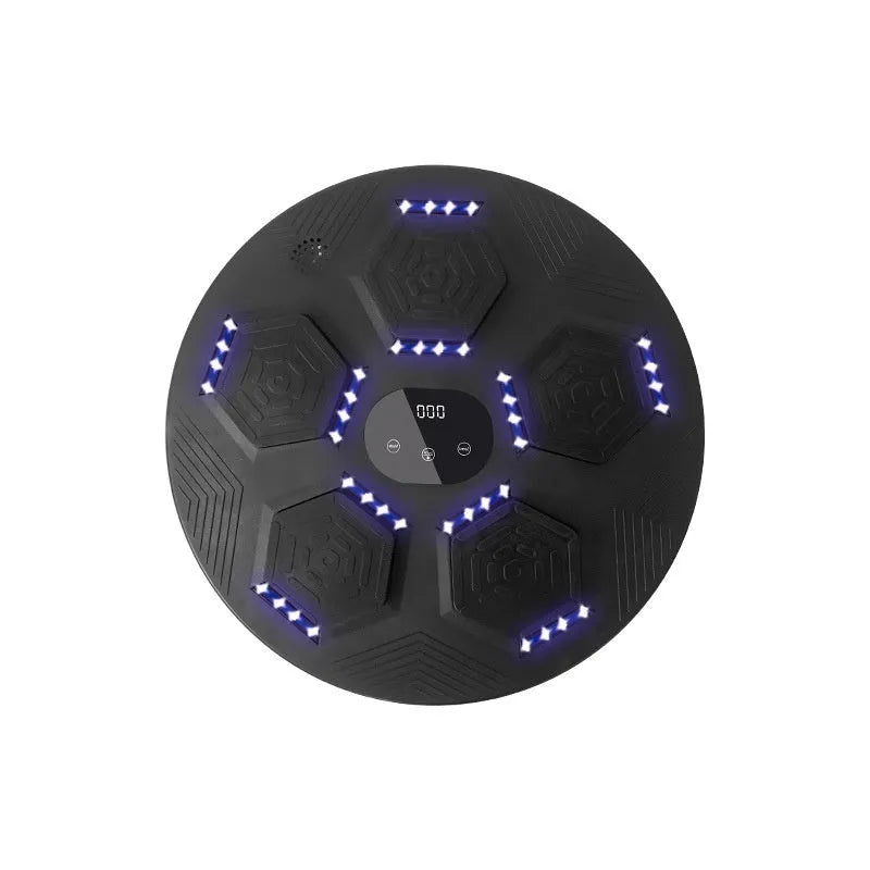 Smart music boxing reaction target mounted on wall with boxing gloves
