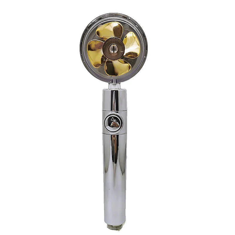 ABS water saving shower head with round head, chrome alloy finish, and 360-degree rotating joint