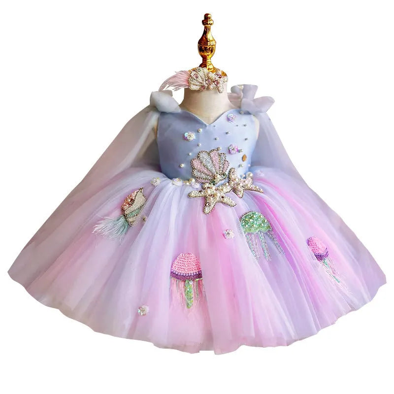 Children's linen pettiskirt princess birthday dress for girls 80-160cm in picture colour