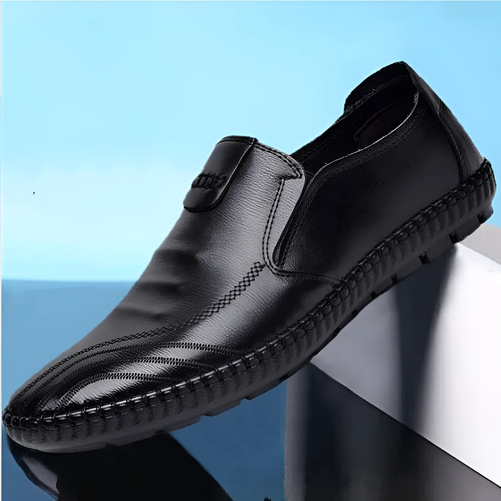 Men's casual workwear shoes in black or brown with artificial PU upper, sizes 39-44, 0.5kg lightweight pair