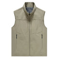Men's casual outdoor cardigan vest with stand collar and zipper pockets in multiple colours