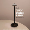 Black UFO-shaped metal desk lamp with touch dimming and three colour light modes