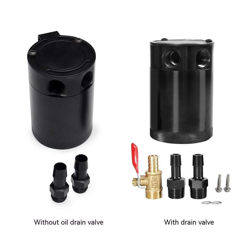 Black and silver aluminium automotive oil pot with two-hole breathable design for workshop use