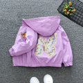 Girls' animal print hoodie coat in pink or purple, polyester, height sizes 90cm to 160cm