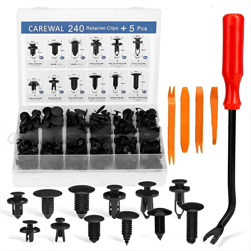 Boxed 240 pieces of plastic automobile buckles with four-piece screwdriver tool