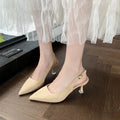 Women's suede stiletto heel pointed high heels in apricot, pink, sky blue, and yellow colours