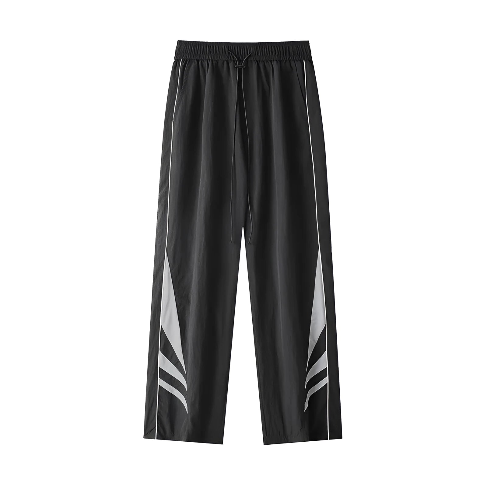 Men's black loose-fit straight-leg casual trousers made from thin cotton blend fabric for summer