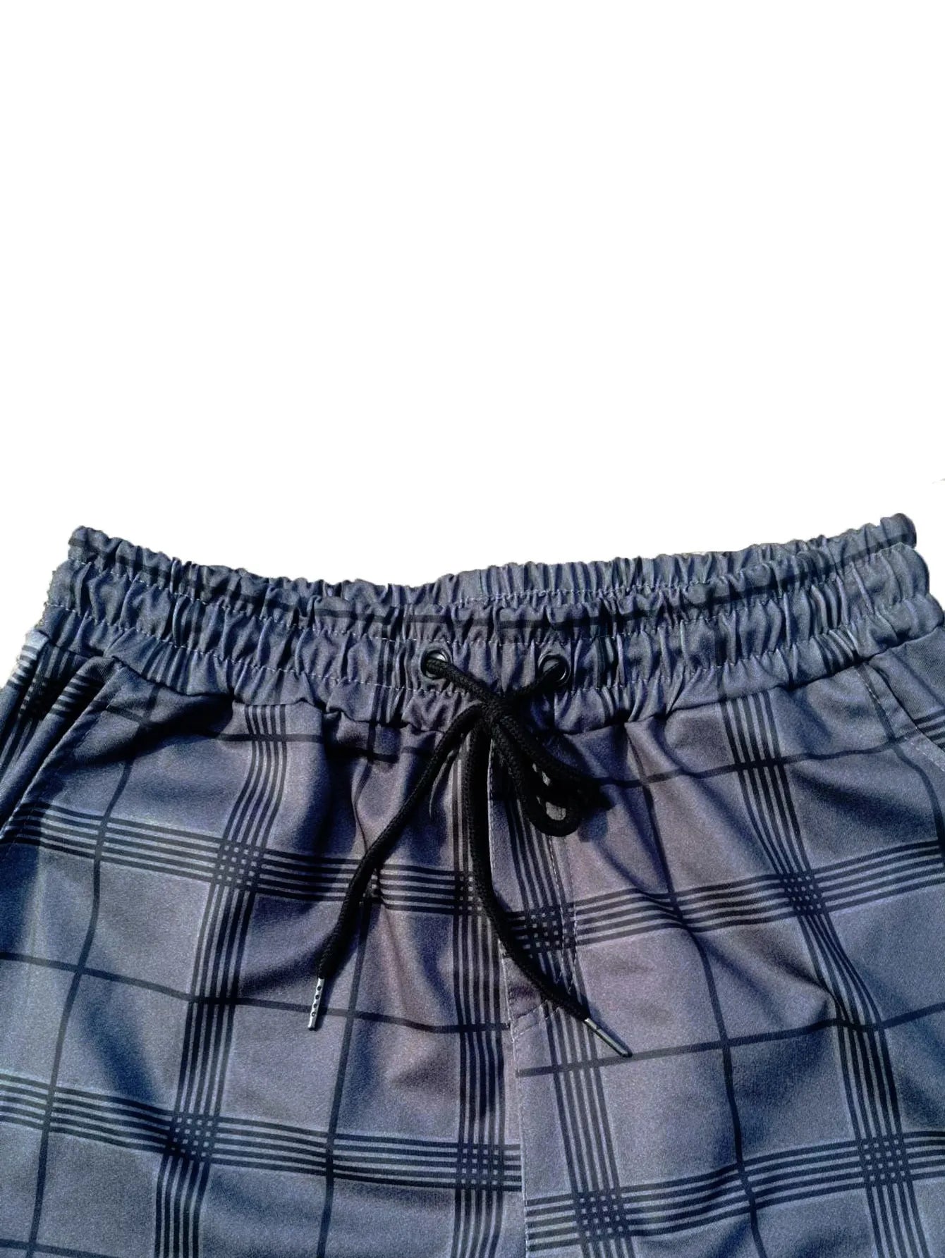 Cotton printed casual tapered trousers for men in black side view