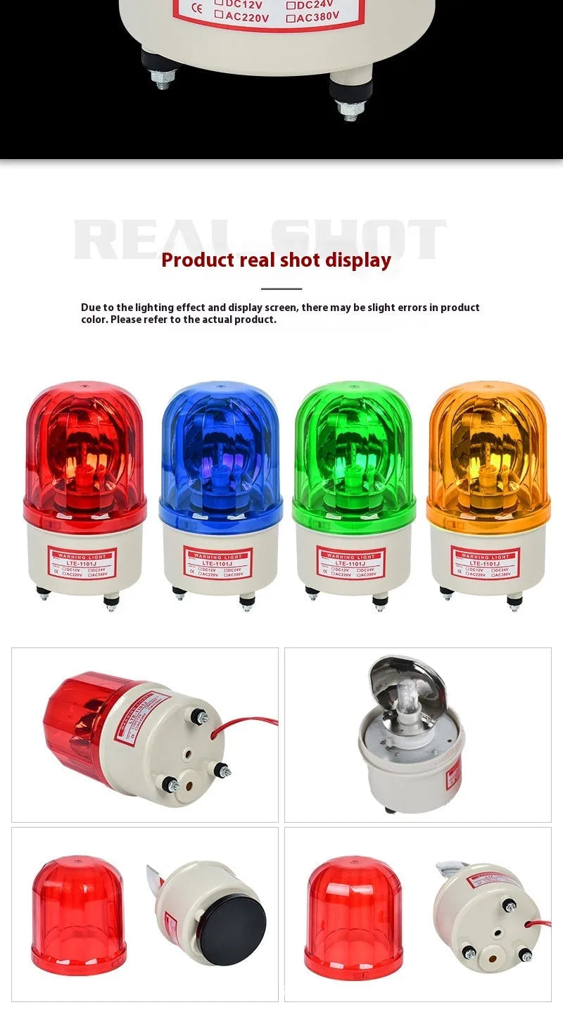 LTE-1101J warning light with sound alarm, red rotating beacon, 2-3W, for industrial use