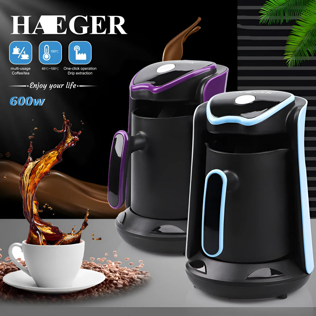 Blue coffee pot portable office coffee and tea maker with mechanical controls and 600W heating