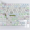 Complete set of 26 PBT key caps with colourful sublimated puppy designs for mechanical keyboards