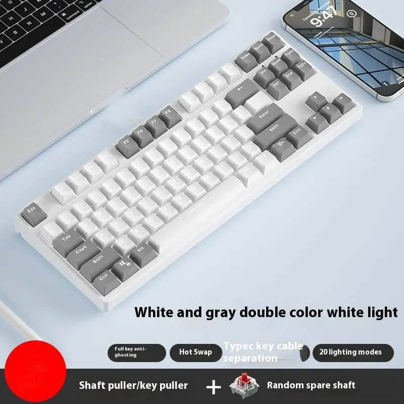 87-key mechanical gaming keyboard with dual-colour backlighting and metal chassis