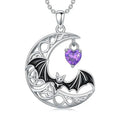 925 silver bat pendant necklace with O-shaped chain, retro gothic style, 51cm to 60cm circumference
