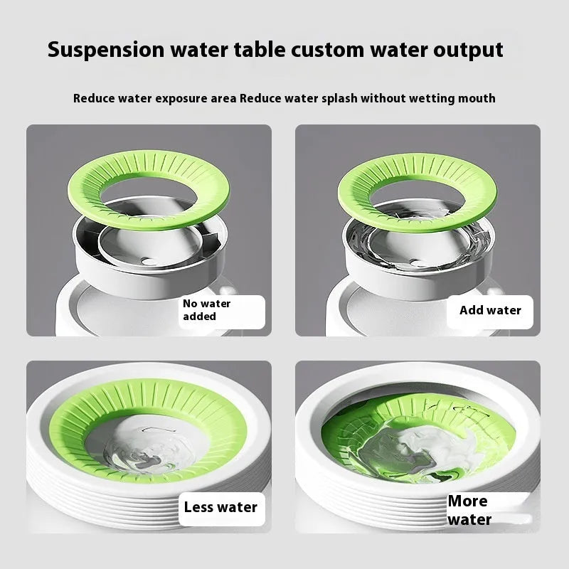 Raised suspension water bowl for pets in blue colour on a white plate