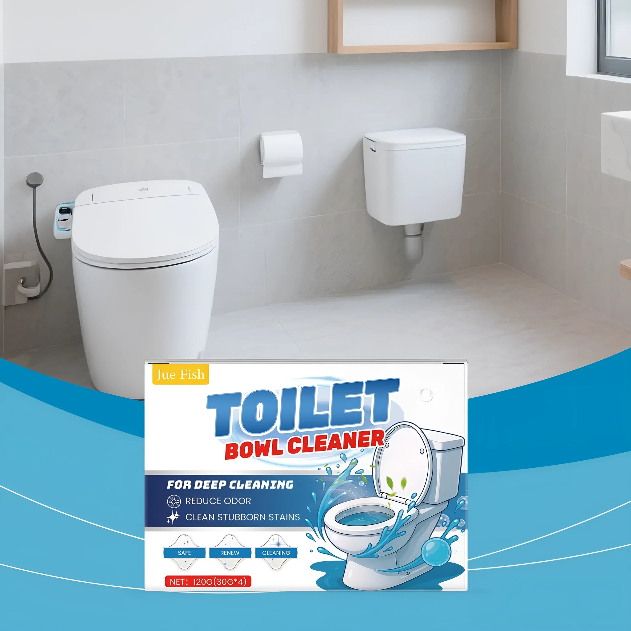 Toilet cleaning powder sachets for removing urine stains and odours, 120g pack containing four 30g units