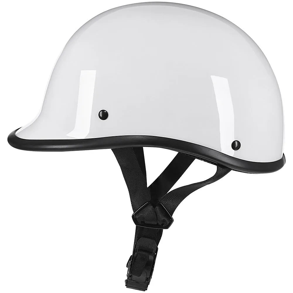 Retro curved ABS motorcycle helmet in matte black, unisex four-season design, sizes M to XXL