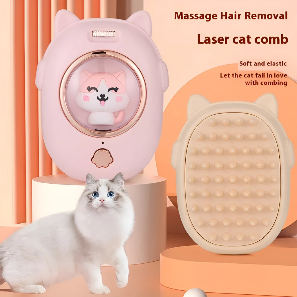 Pink and yellow pet comb laser toys for cats and dogs with comb attachment and laser pointer