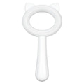 Blue and white double-sided pet grooming brush with a comfortable handle for cats and dogs.