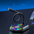 USB gaming microphone with moving coil and stand on a desk for computer voice chat