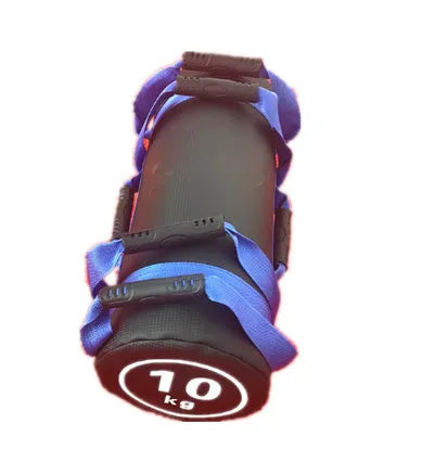 Flat white leather fitness training sandbag with weight options from 5kg to 30kg for gym workouts