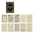 Gift paper set with 10 sheets showing eight decorative patterns including botanical gardens and seaside music designs