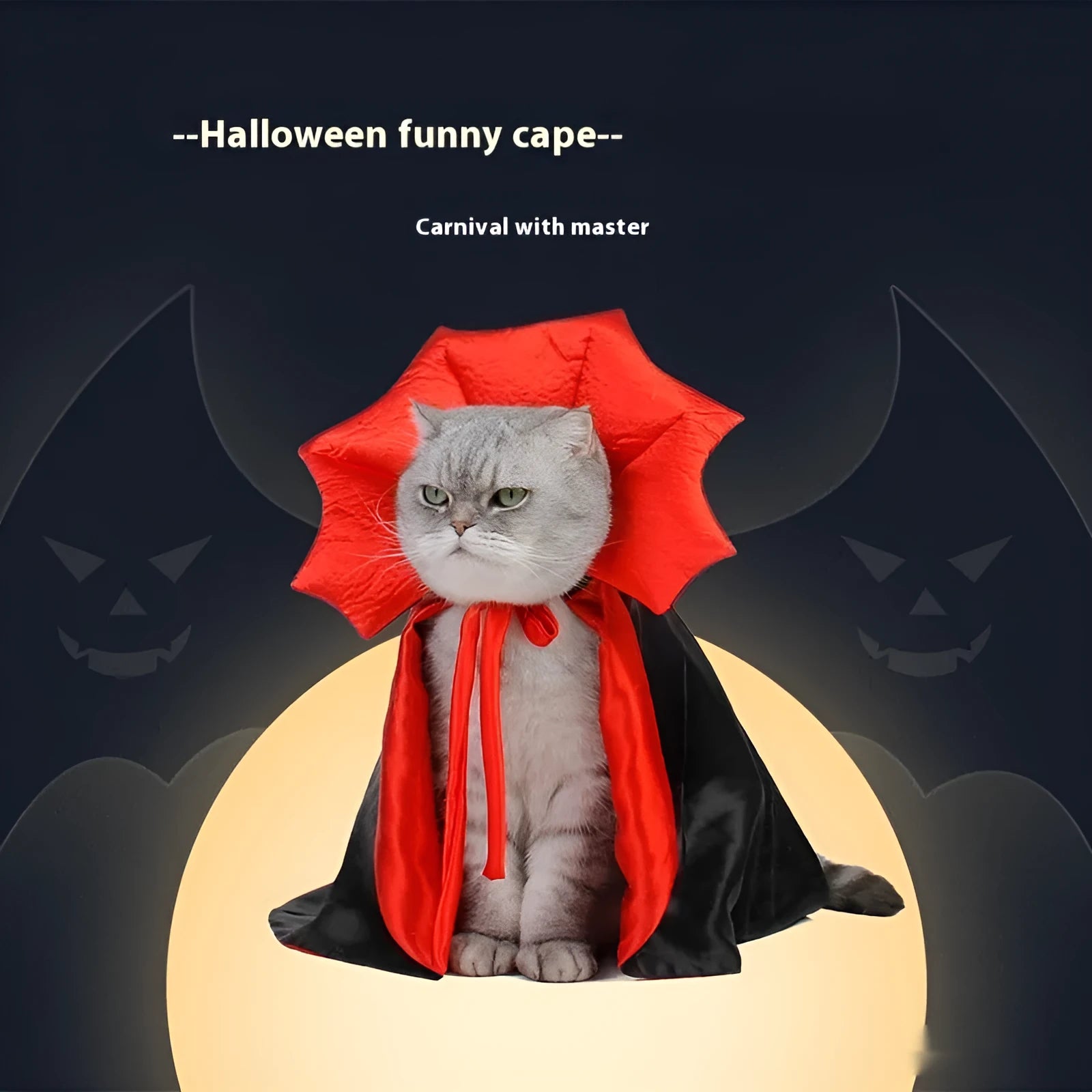 Black and Red Halloween costume for small cats and dogs made from polyester