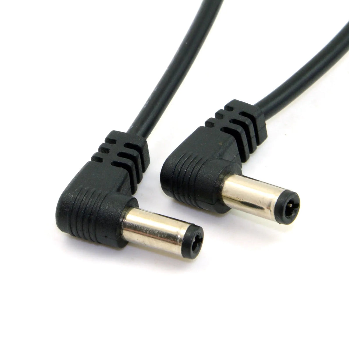90 degree double bend DC power extension cable, 60cm, black, 5.5/2.5mm tuning fork head