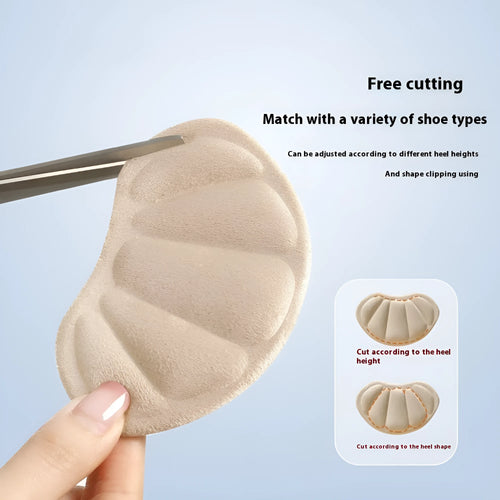 Three pairs of camel-coloured anti-blister heel cushion stickers with suede surface