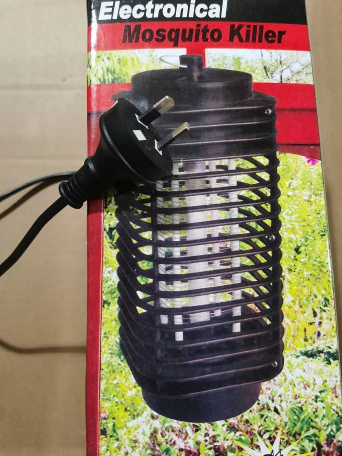 Black Hanging King Kong electric mosquito killer lamp with a metal grid and choice of international power plugs.