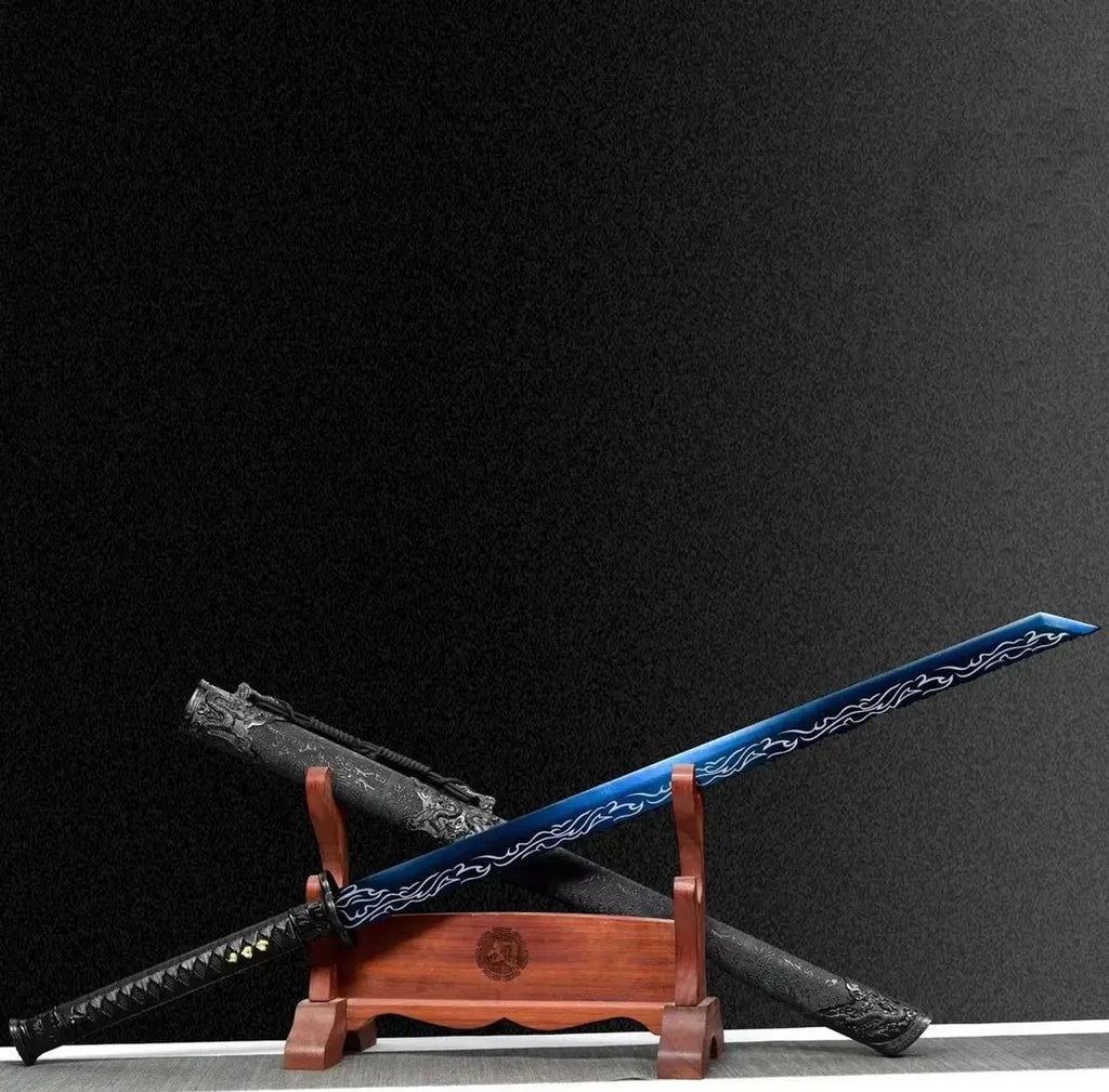 Liuying Tang Dynasty horizontal sword with 65 manganese steel unsharpened blade and solid wood leather scabbard