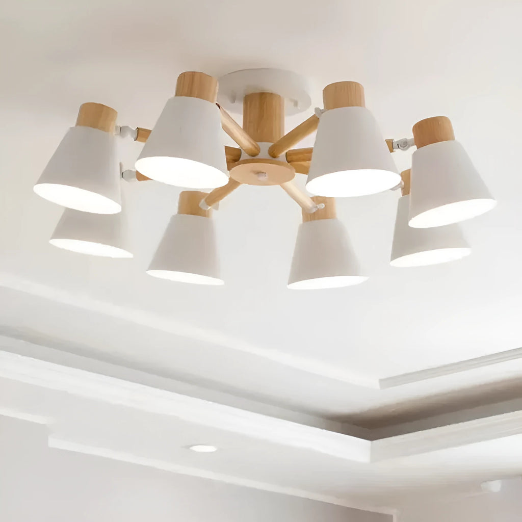 Nordic creative macaron ceiling lamp with ironwood frame in pendant light configuration