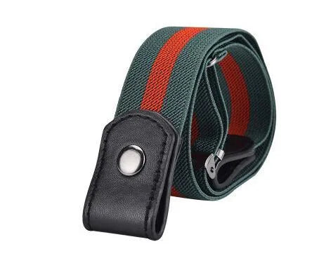 Imitation leather belt with square alloy buckle and car suture stitching on neutral background