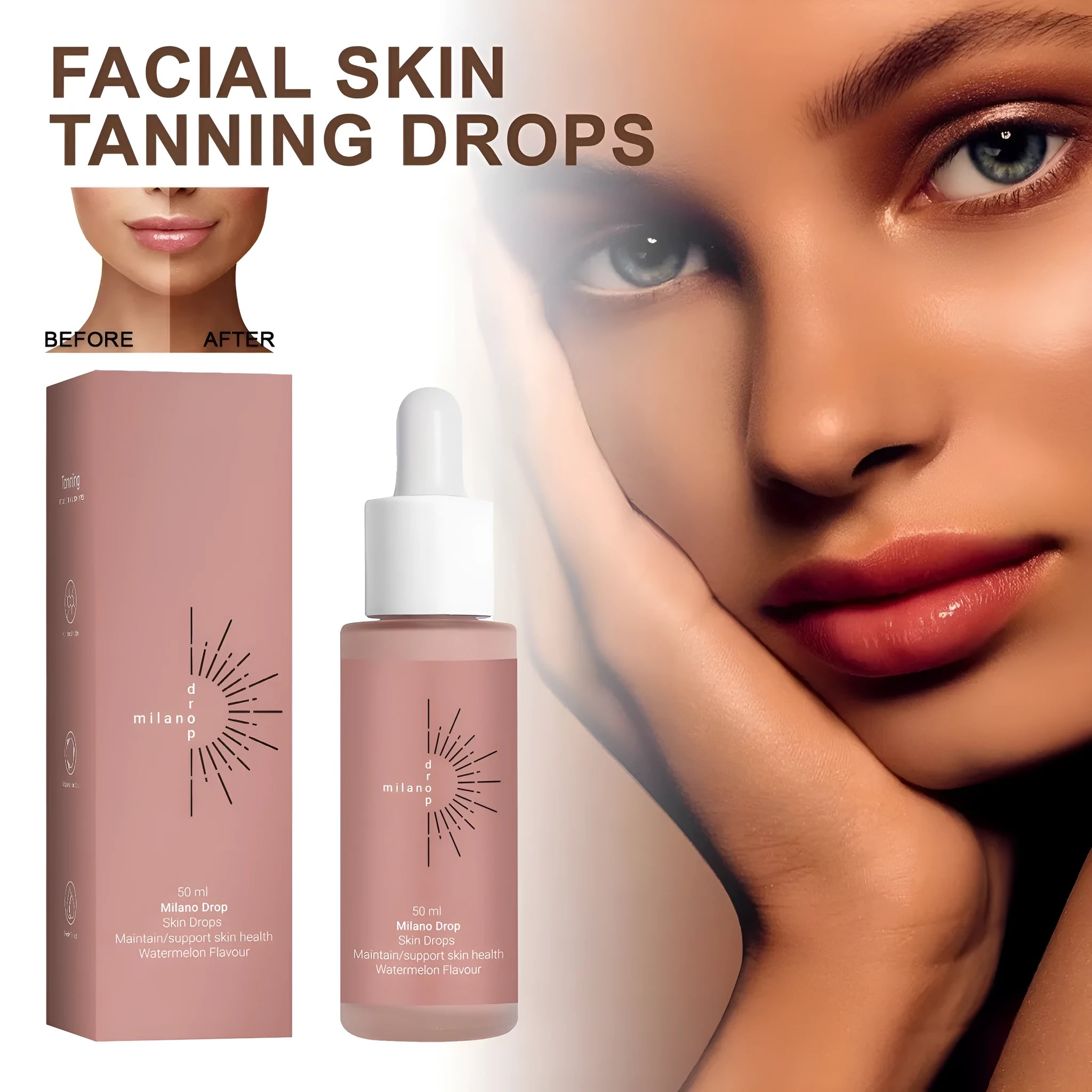 Tanning face serum in 50ml bottle for face and body dark bronzer with fine line repair