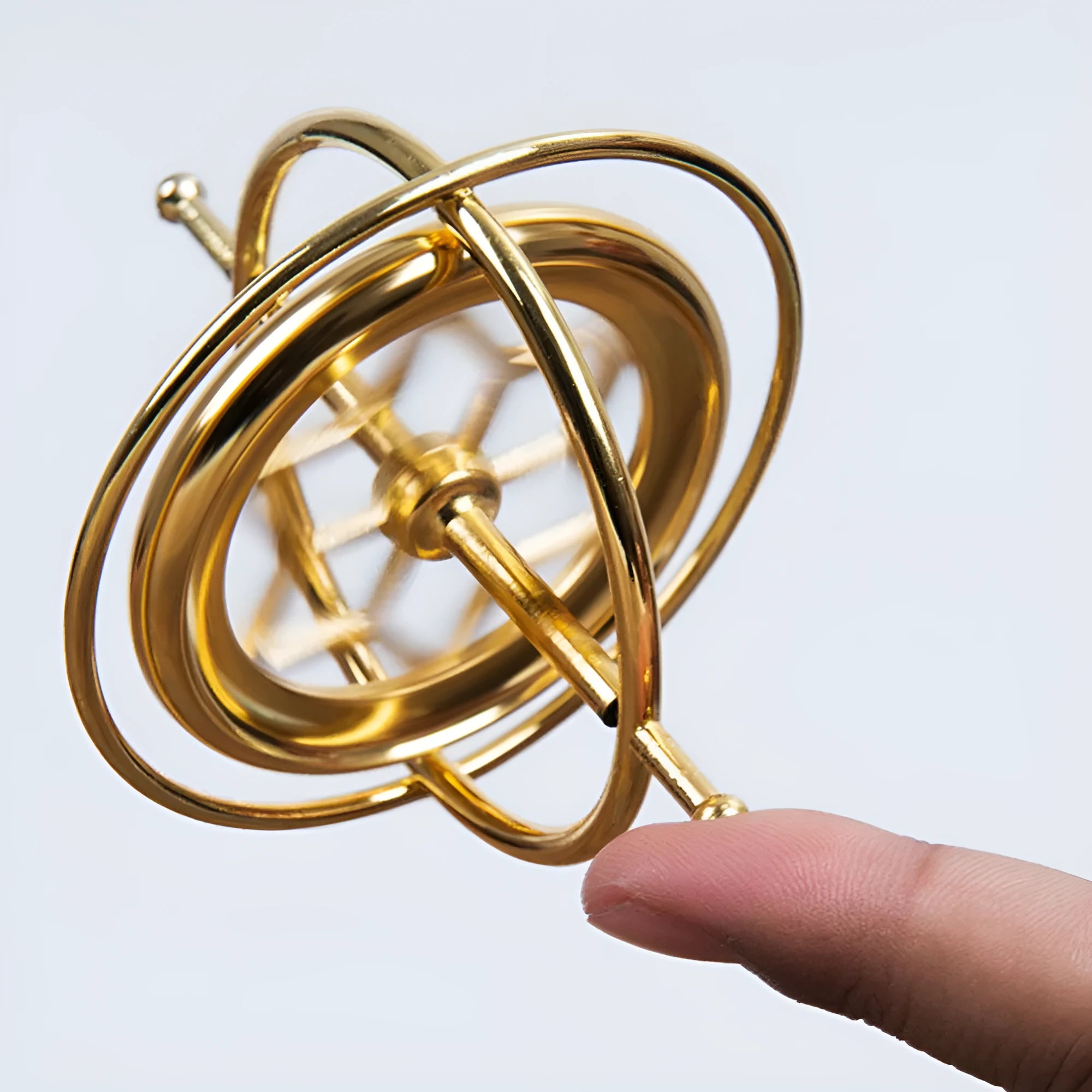 Self balanced metal finger gyroscope with carved pattern and vacuum-plated shine, available in black or colourful