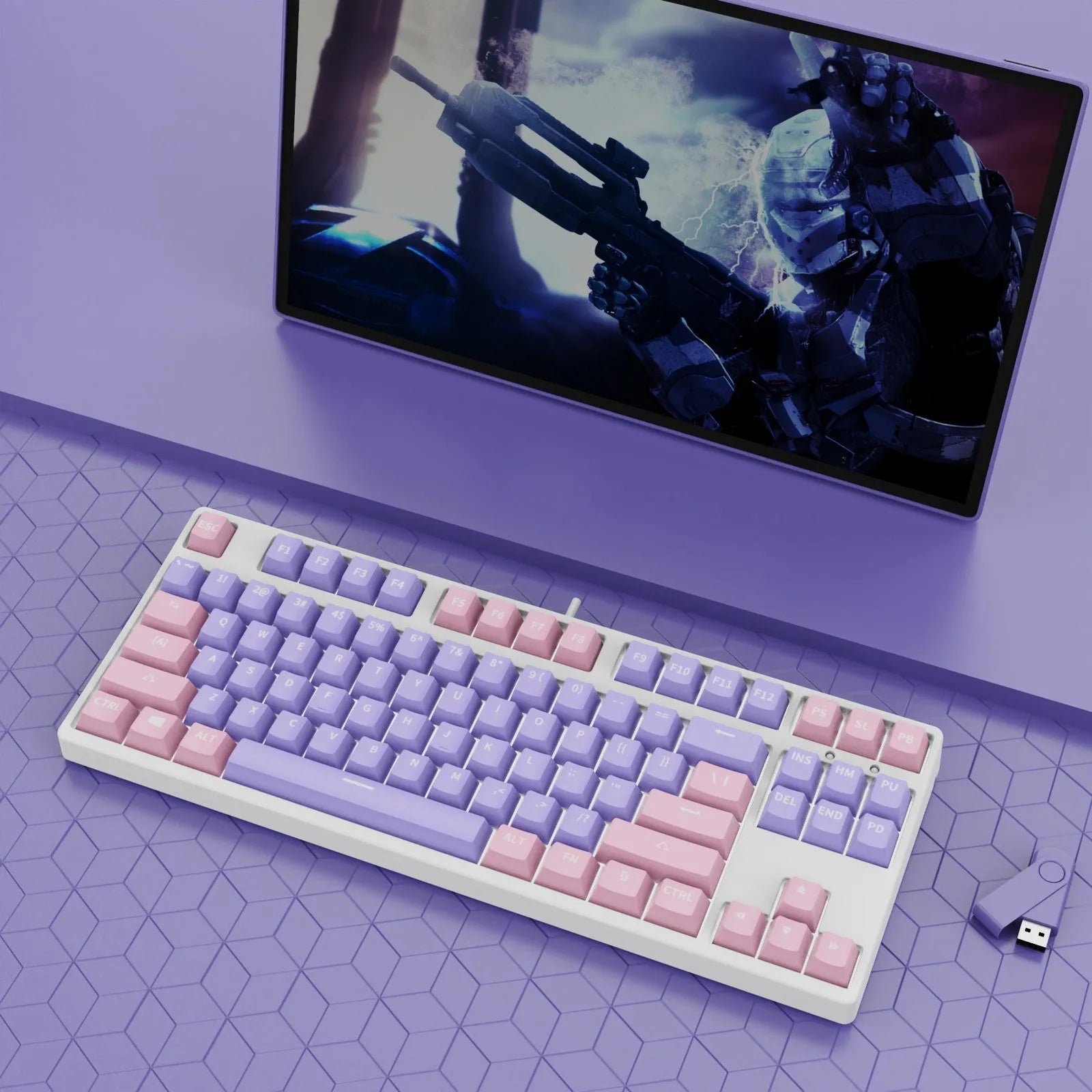 87-key mechanical gaming keyboard with dual-colour backlighting and metal chassis