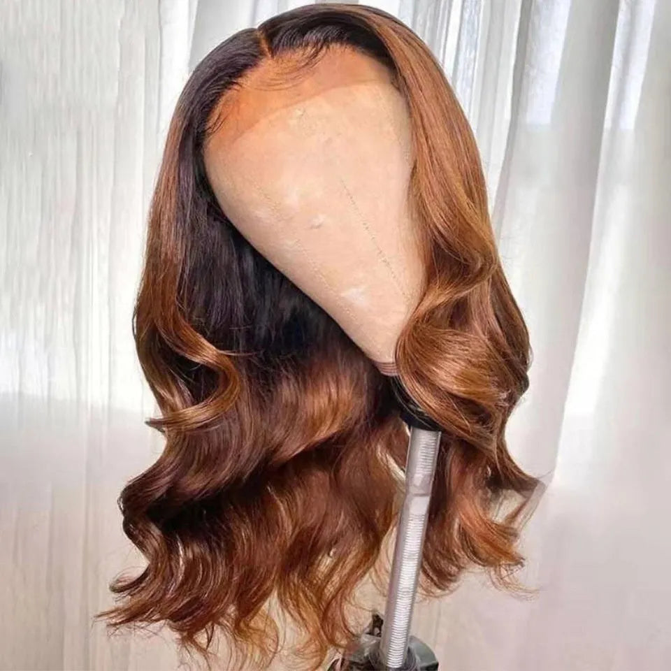 Real human hair lace front wig with a gradient cap in the Ruili style, shown in a chosen length.