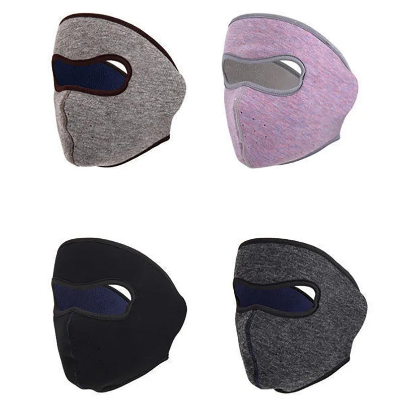 Velvet full face riding mask in khaki, black, dark gray or pink, breathable cold proof dust-proof unisex cover