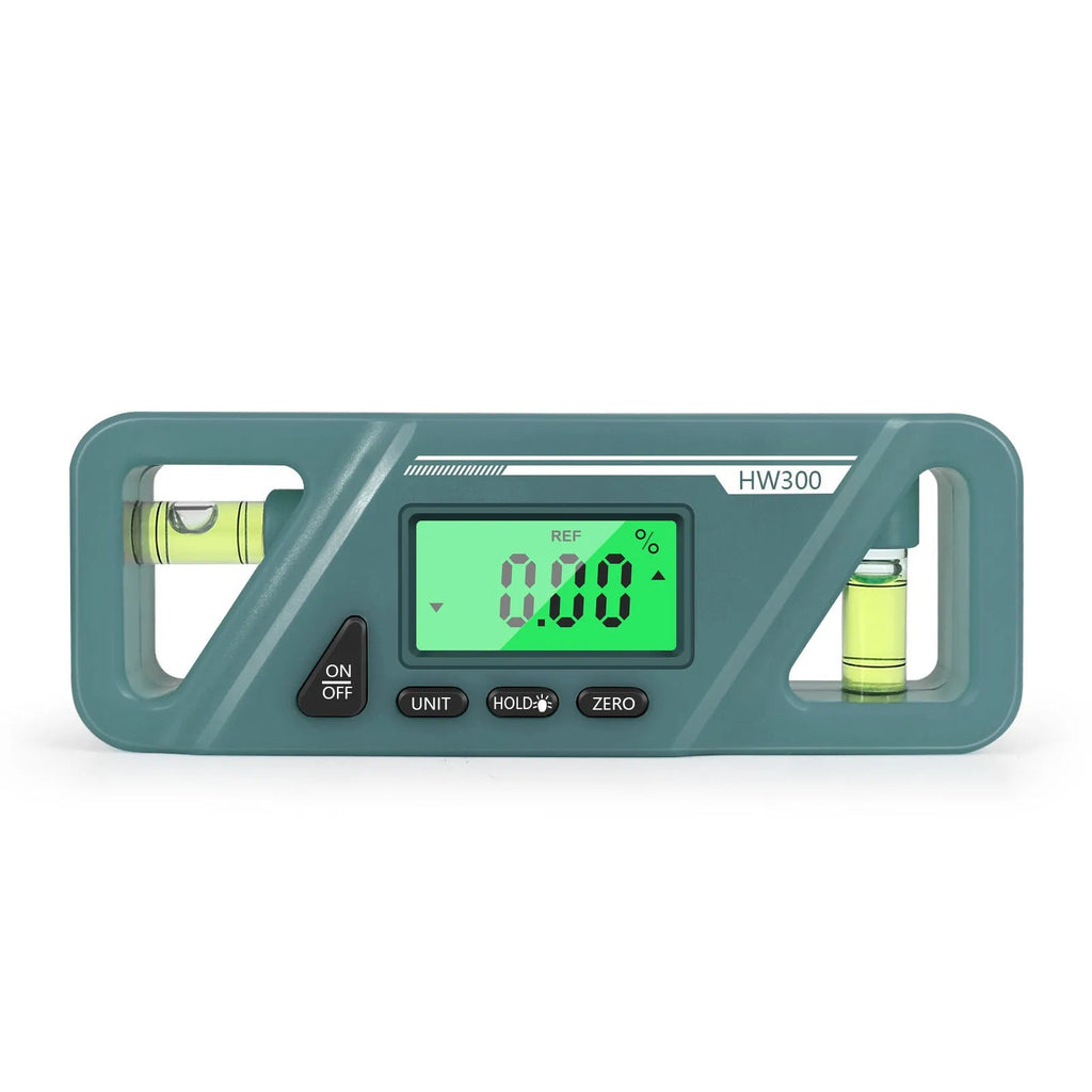 Digital magnetic inclinometer level meter showing angle display on a metal surface