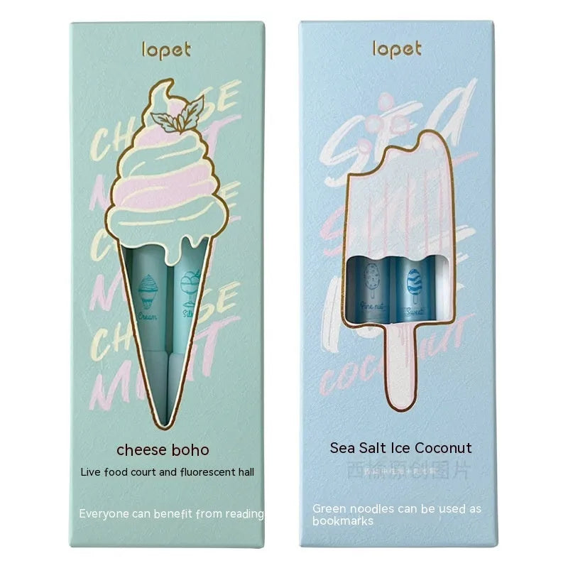 Four 0.5mm tip fluorescent pens for calligraphy in Cheese Mint and Sea Salt Ice Cup colours.