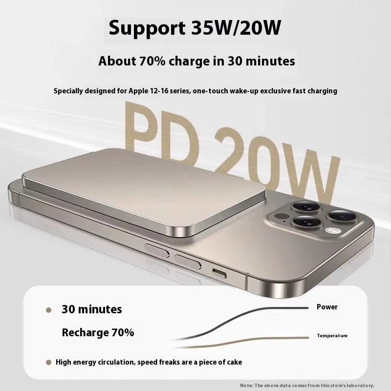 Magnetic wireless power bank Magsafe 10000mAh PVC shell in Titanium Black and Titanium Gold