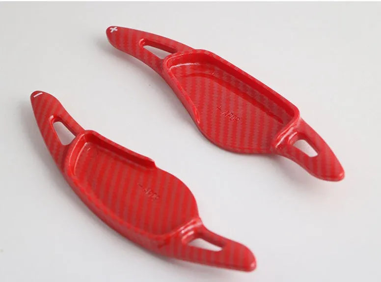 Carbon fibre pattern ABS plastic steering wheel shift paddle replacement for car interior modification.