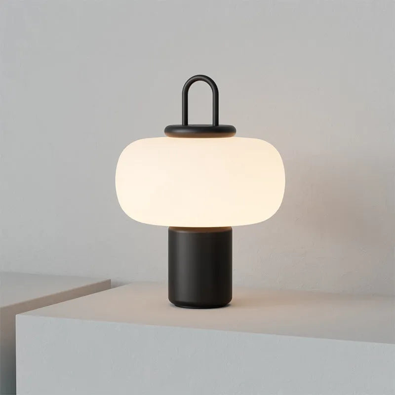 Japanese designer minimalist glass bedside table lamp for children's bedrooms with warm light