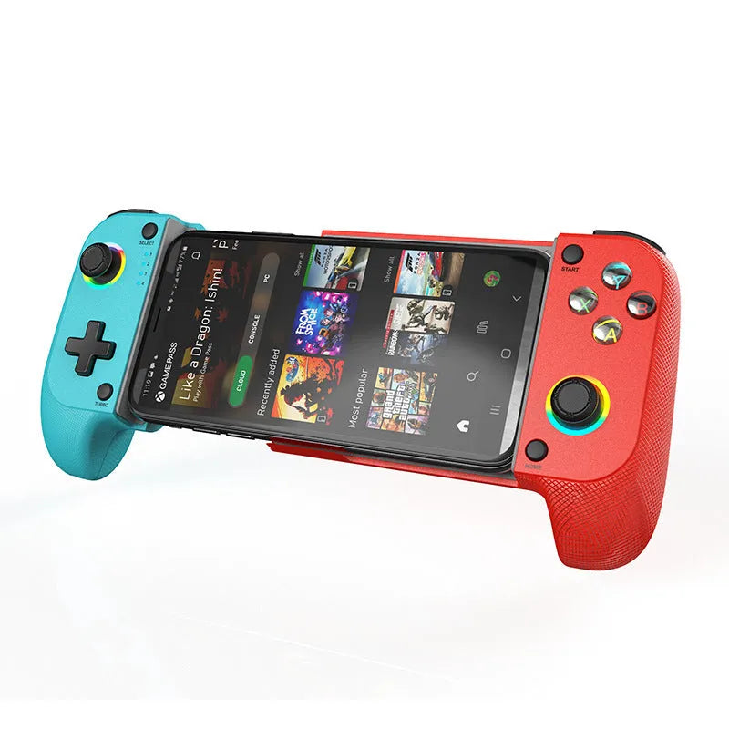 Bluetooth wireless game controller for mobile phones with stretching design grip