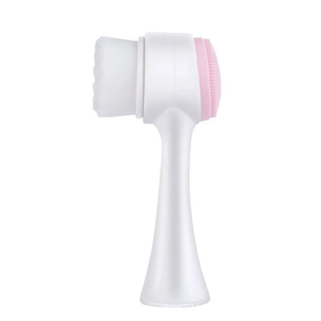 Blue handheld pet paw brush with nylon bristles for cleaning dog and cat paws.