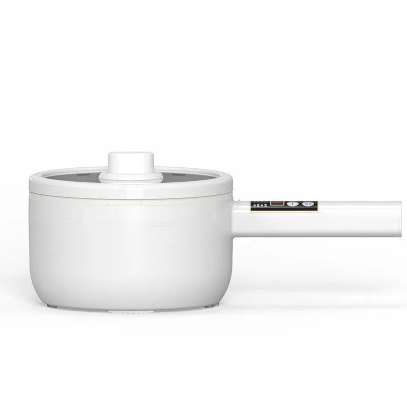 20cm multifunctional electric cooker with non-stick pot, plastic body, and glass lid on a table