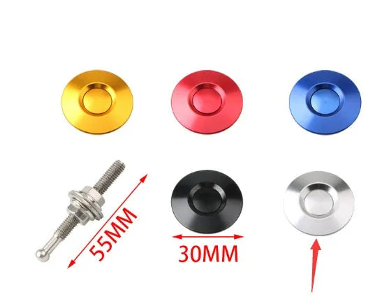 30mm diameter engine cover lock in silver, black, gold, blue, and red colour options